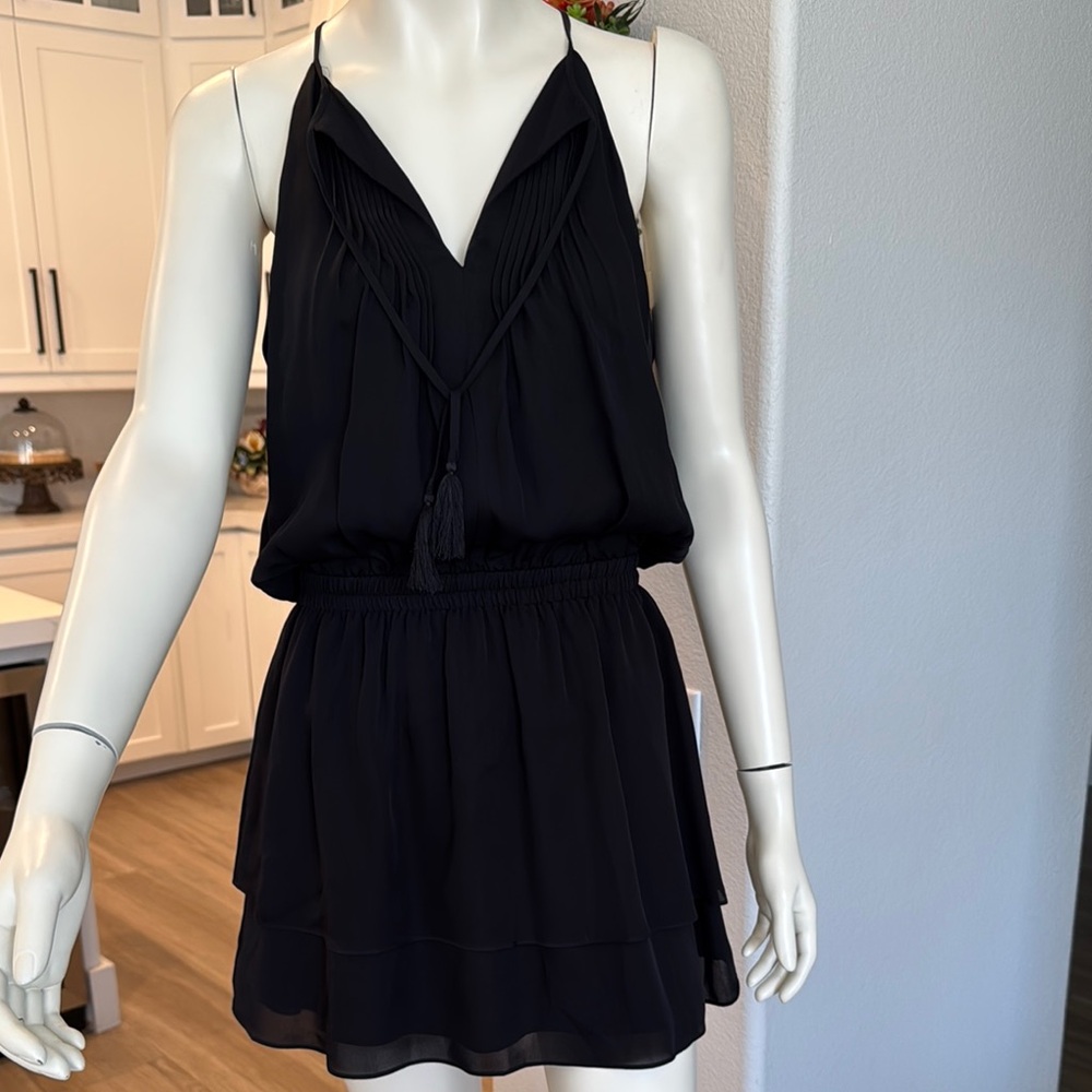 JOIE Black 100% Silk Racerback Sleeveless JOSSA Mini Dress Sz S NWT